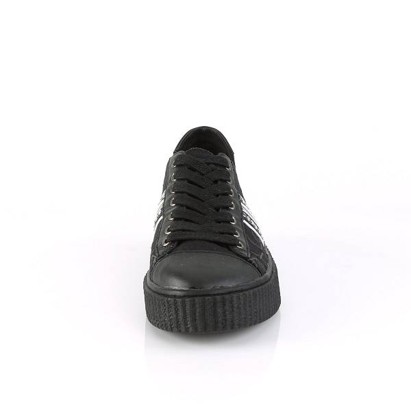 Demonia Men's Sneeker-106 Sneakers - Black Canvas/Black Faux Leather D9832-61US Clearance